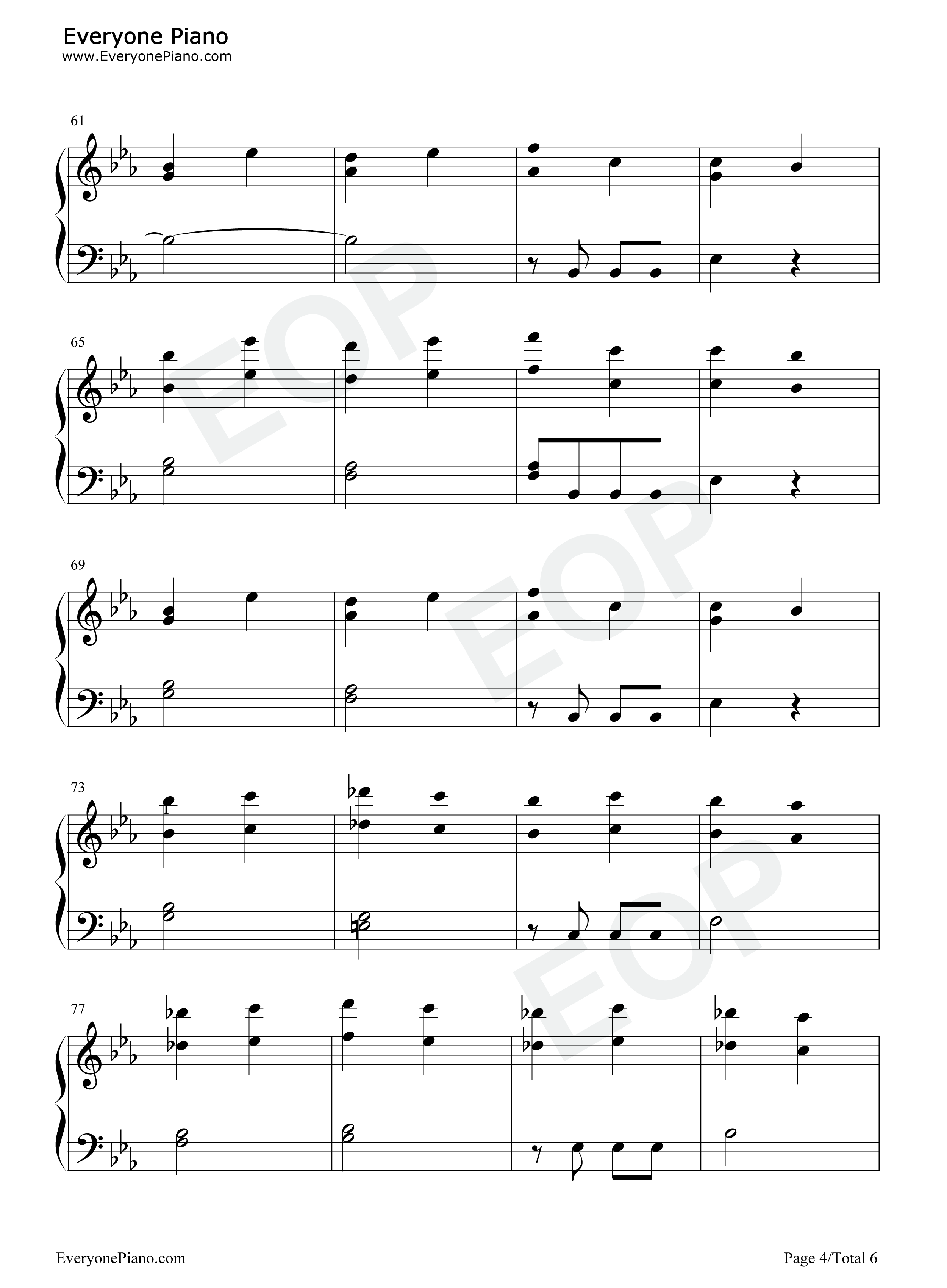 命运交响曲-简单版-c小调第五交响曲五线谱预览4