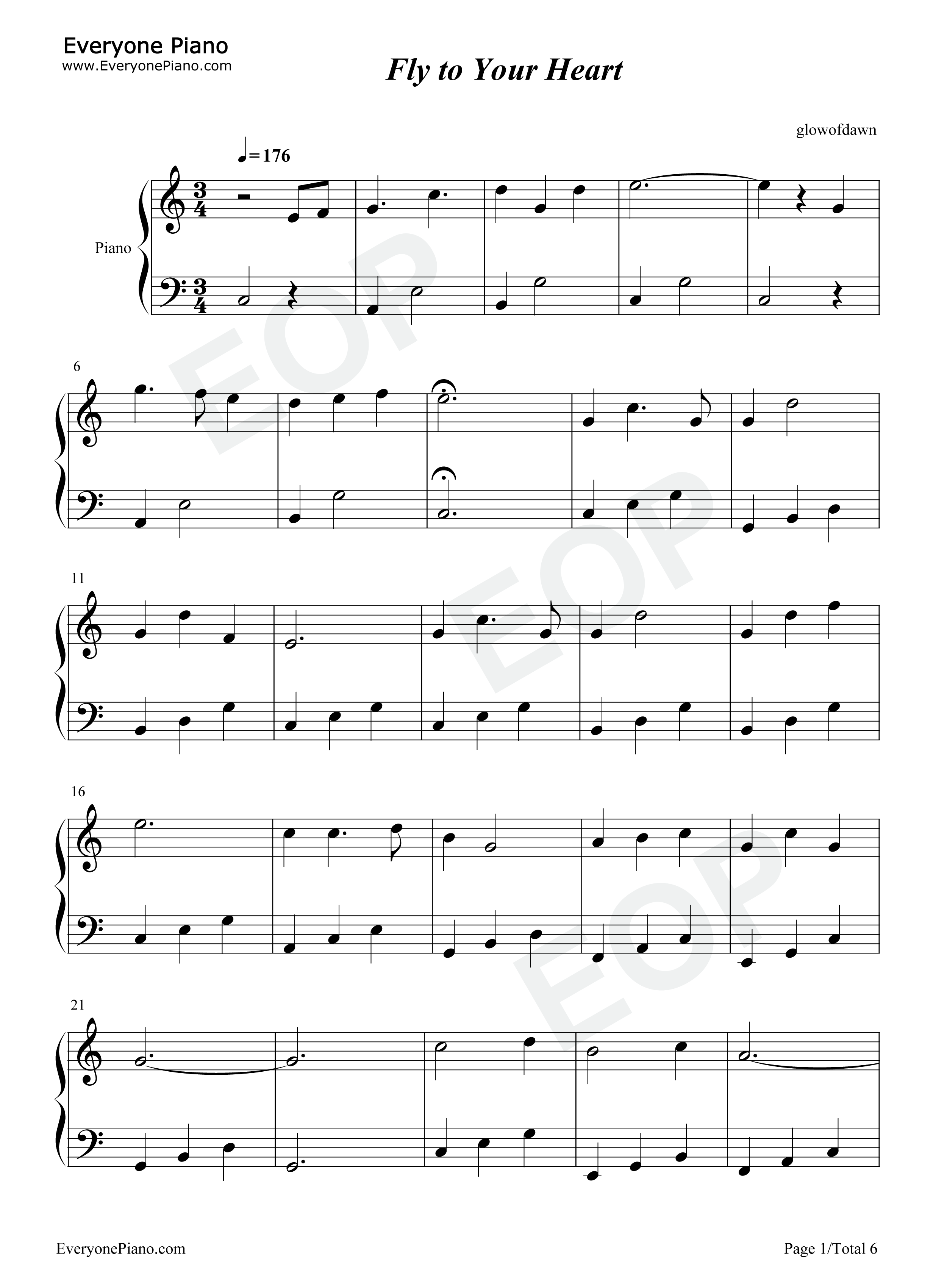 Fly to Your Heart-C调简单版-奇妙仙子-Disney迪士尼伴你入睡五线谱预览1