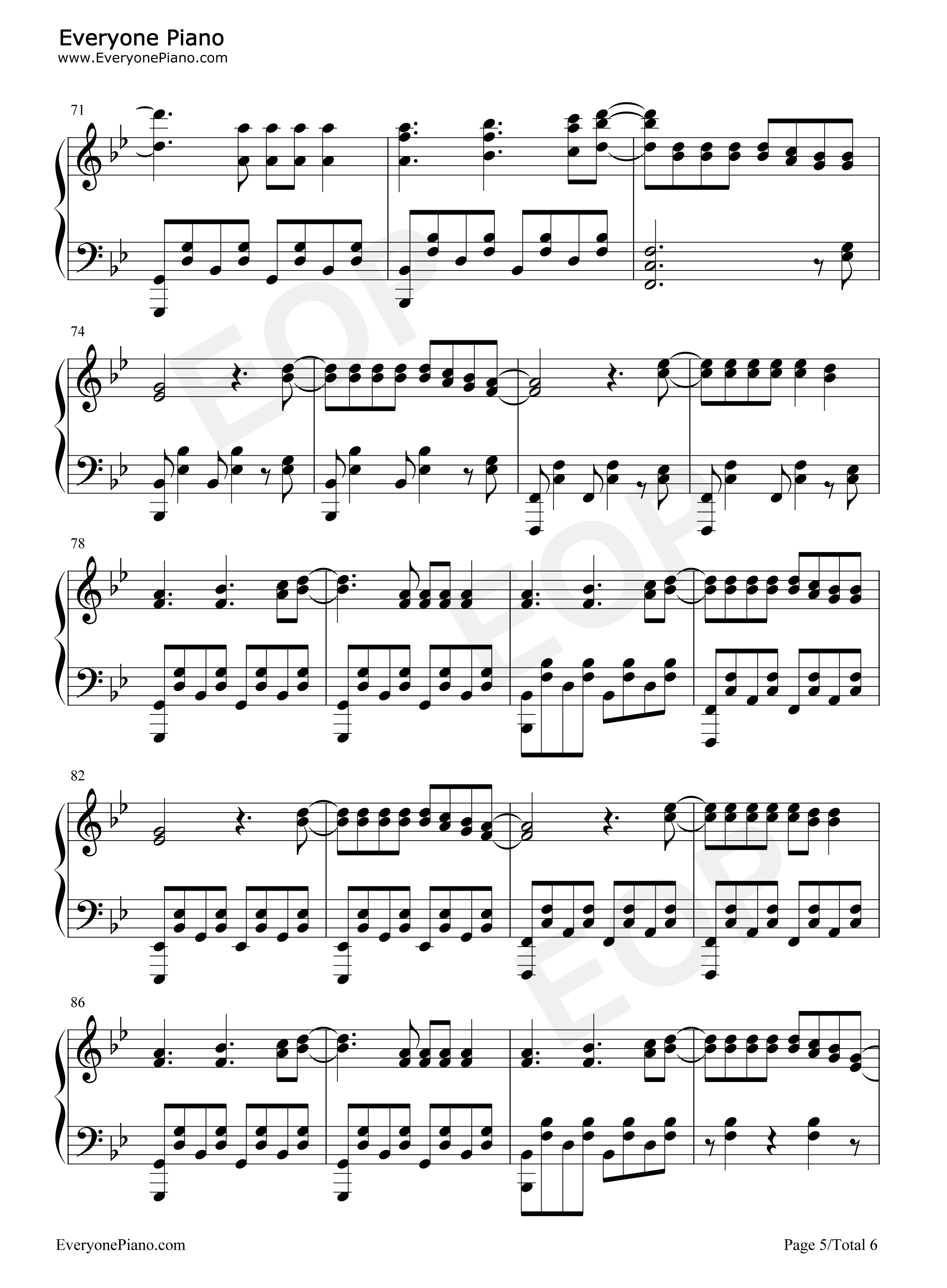 Somebody Like U五线谱预览5