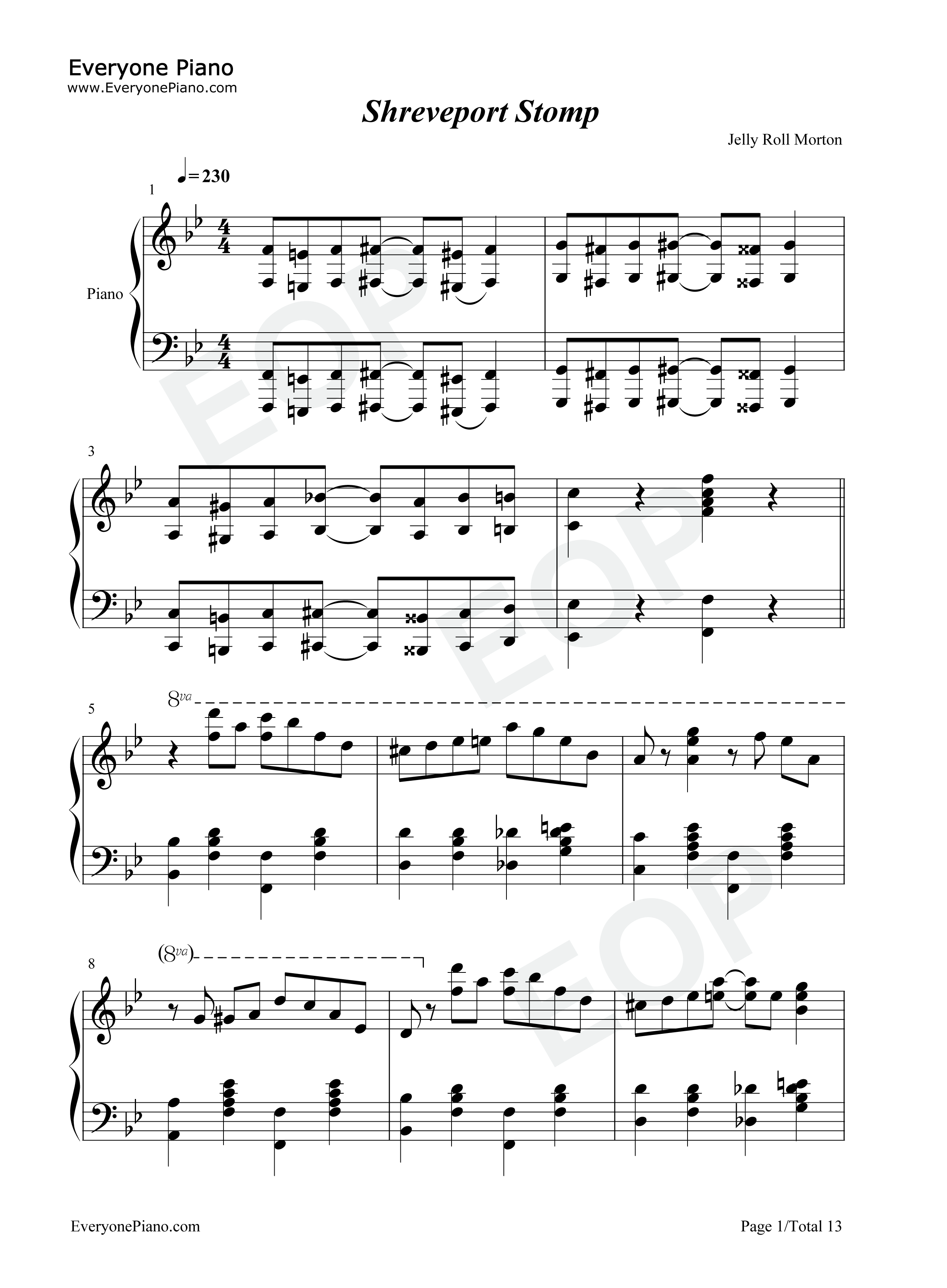 Shreveport Stomp-Jelly Roll Morton五线谱预览1