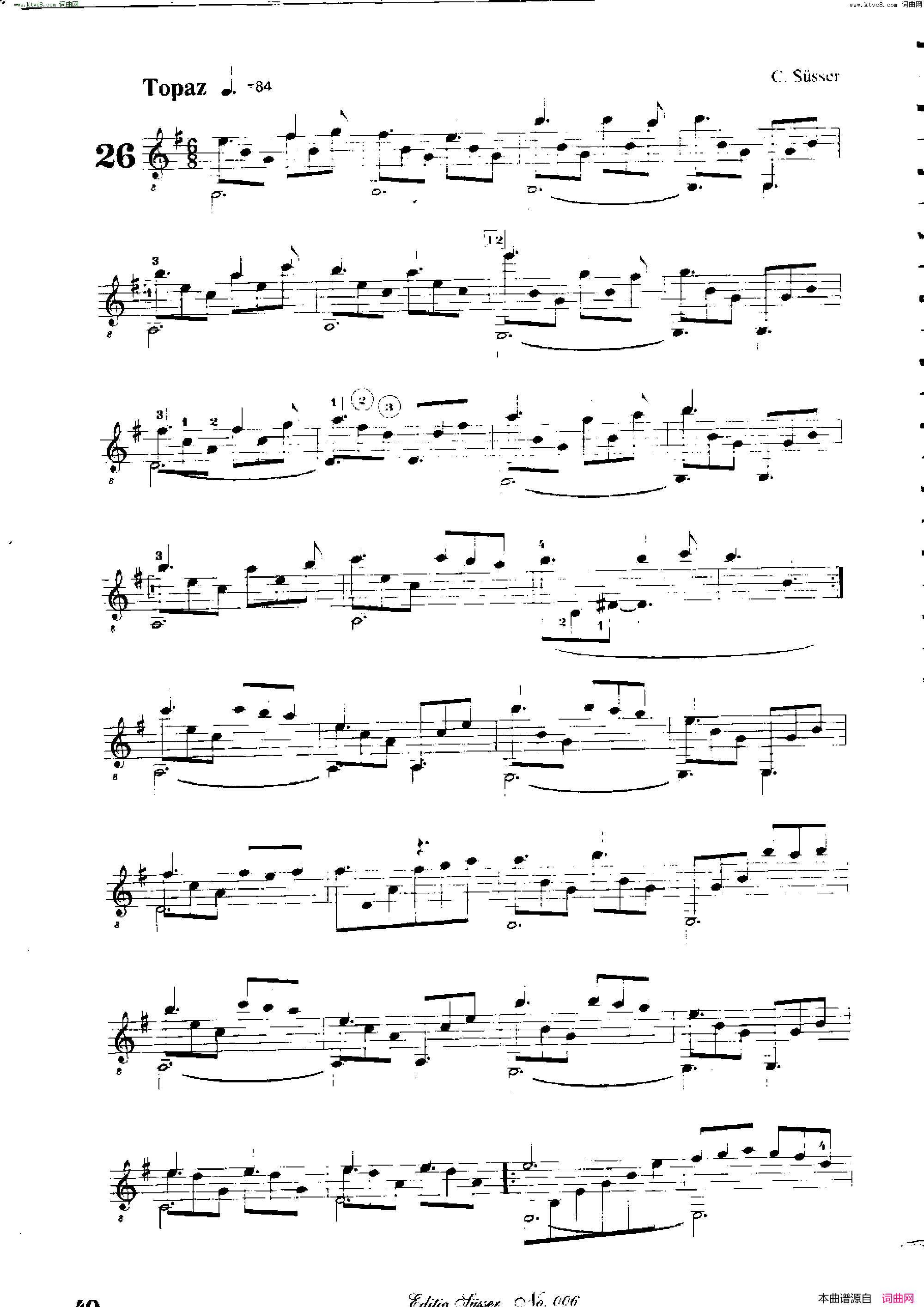 Classical guitar－Susser Ctibor_No 6, Fantazie ze sveta mineralu简谱