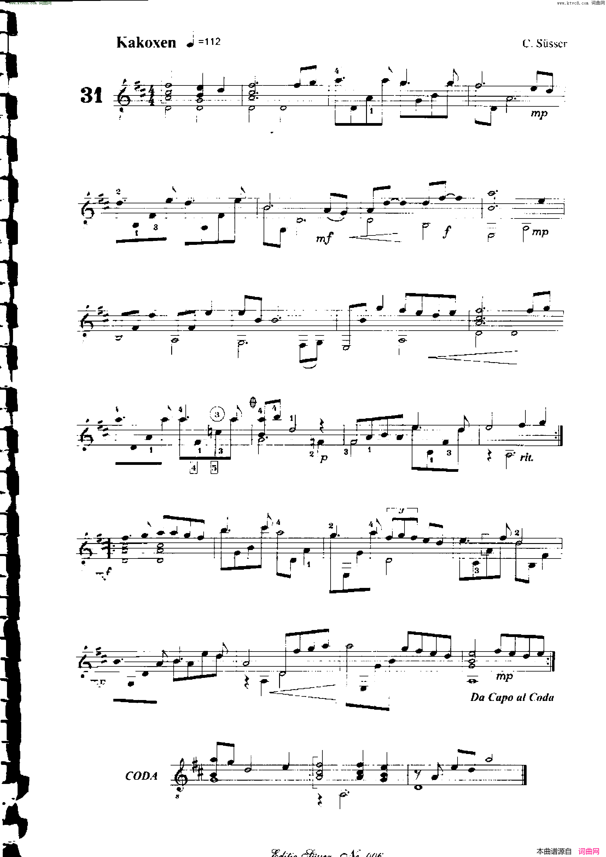 Classical guitar－Susser Ctibor_No 6, Fantazie ze sveta mineralu简谱