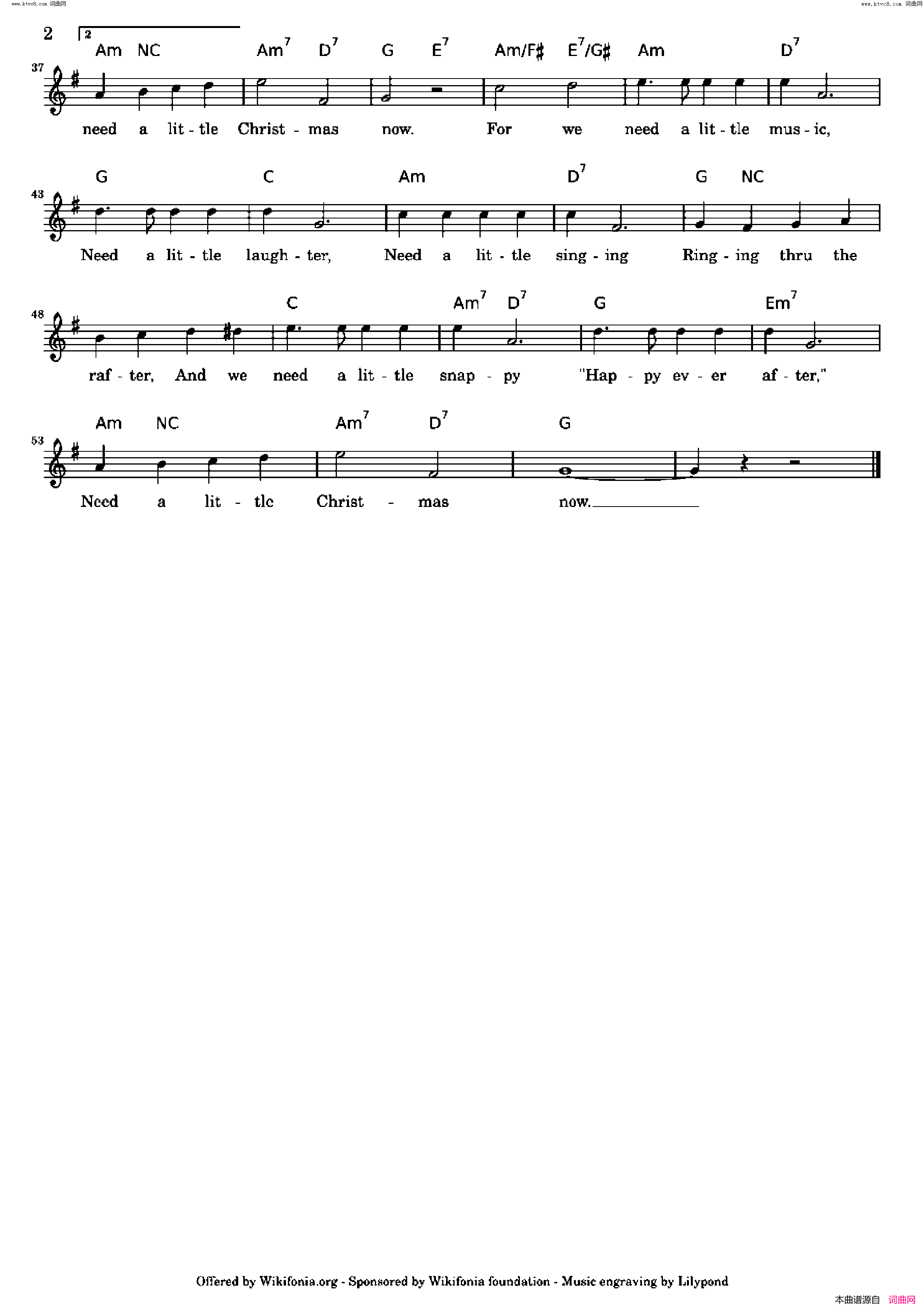 We Need A Little Christmas歌曲 人声伴奏简谱