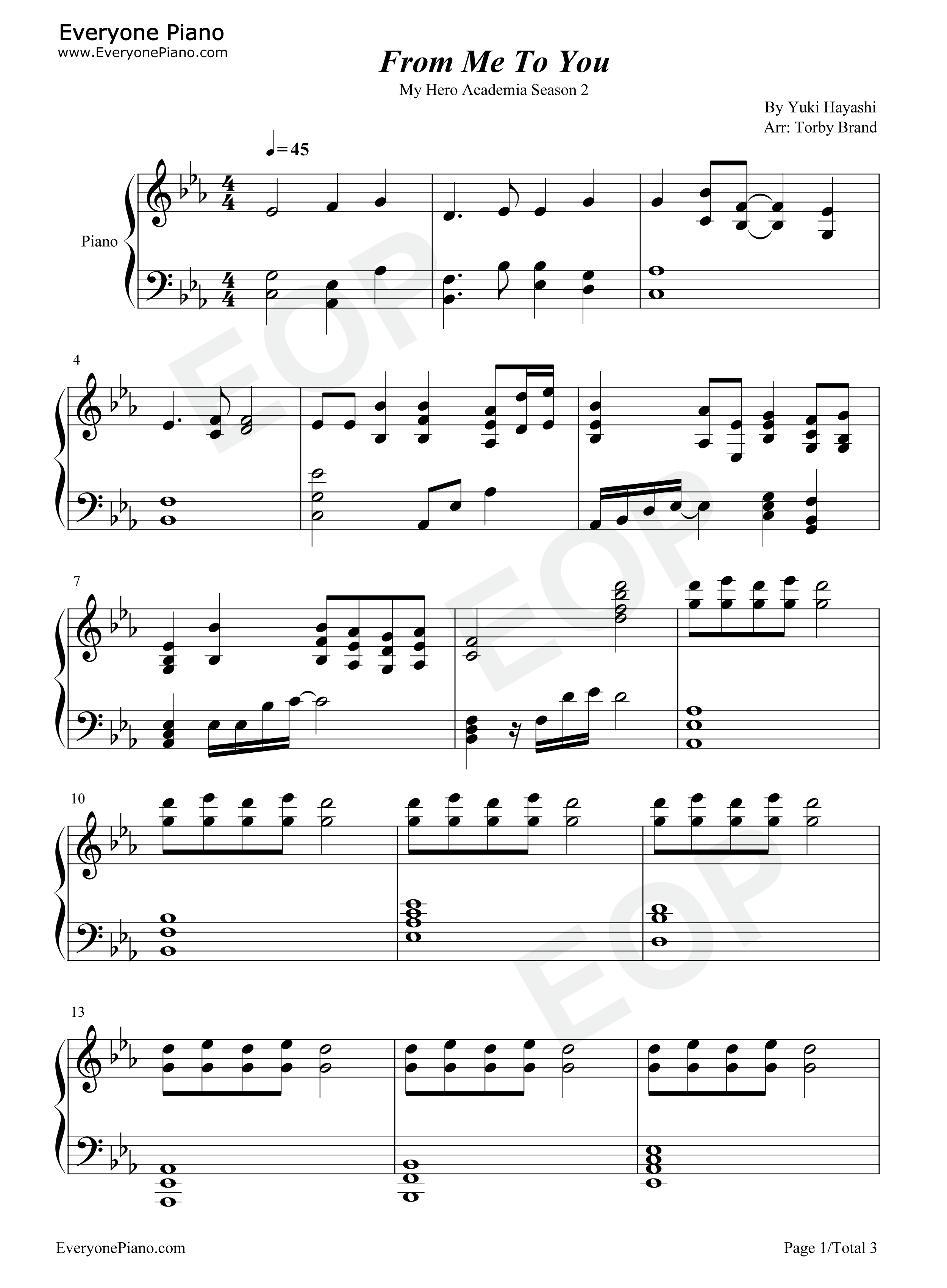 From Me To You钢琴谱-林友树 林ゆうき